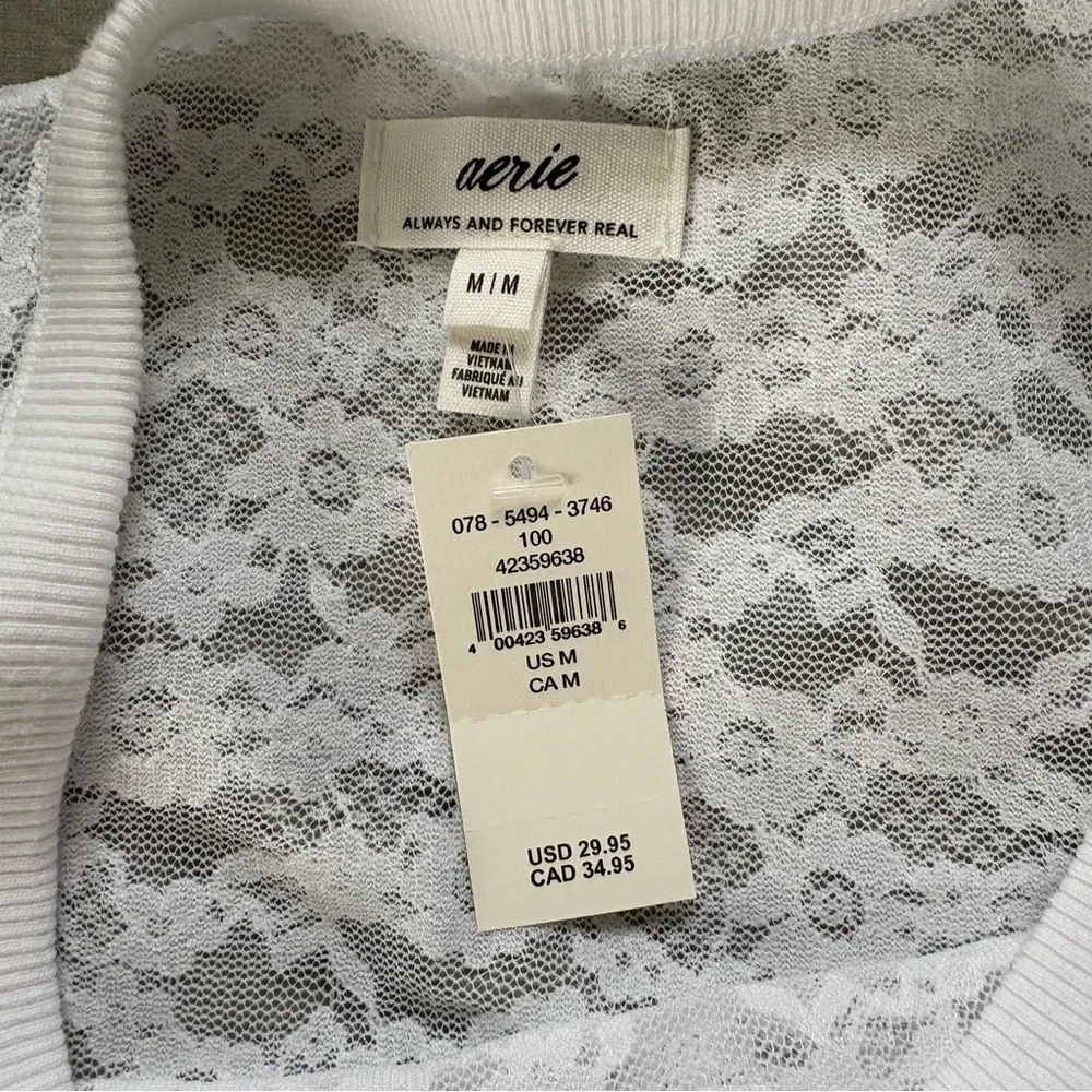 Aerie White Lace Short Sleeve Tee - Picture 3 of 3